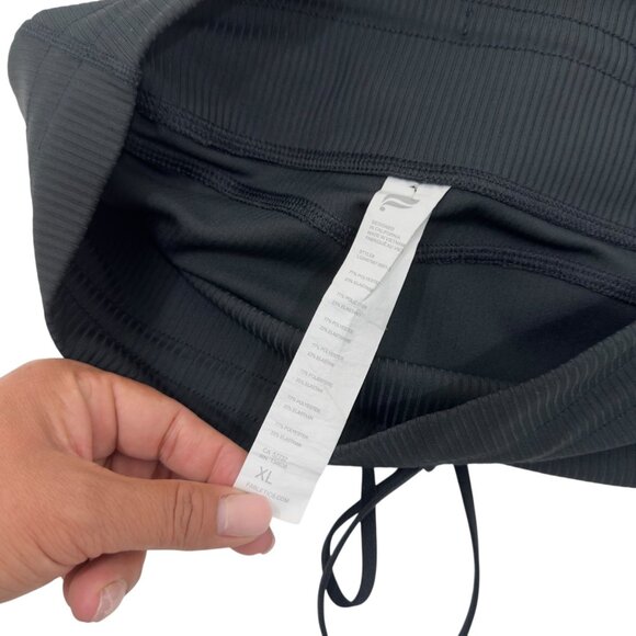 Fabletics Women Black Ribbed Mid-Rise Leggings SZ XL With Drawstring Waist - Picture 4 of 10